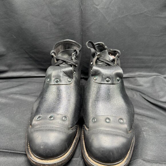 Vintage Mens Black Leather Safety Boots Workwear Lace Guard Size 8 main image 6